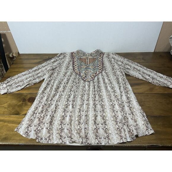 SAVANNA JANE Womens Tunic Shirt Top Blouse Embroidered Floral Boho 3X - Picture 1 of 9